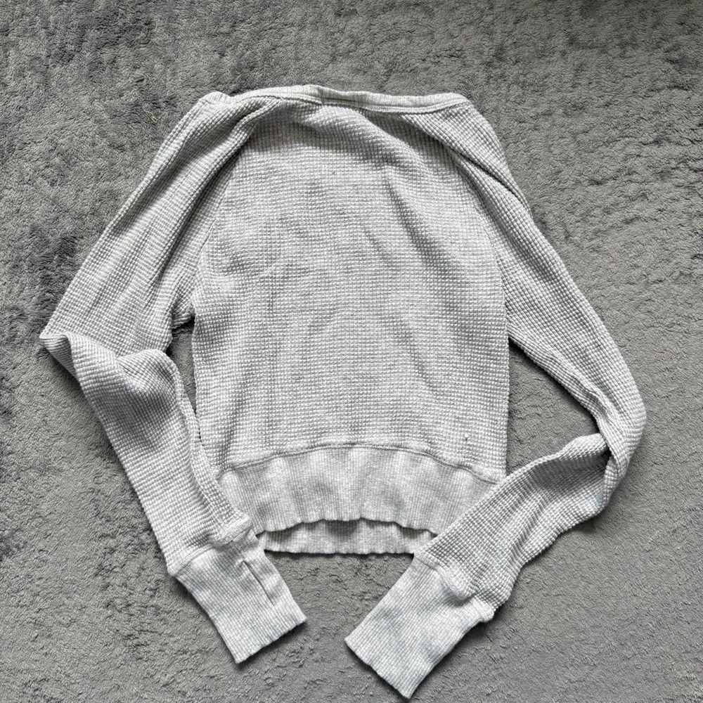 OFFLINE Aerie Wow! Waffle Notch Neck Long Sleeve Shirt Lounge Cozy Basic Layer - Picture 2 of 4
